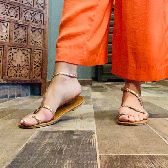 Greek gold woven toe loop boho summer sandals - Picture 6 of 8